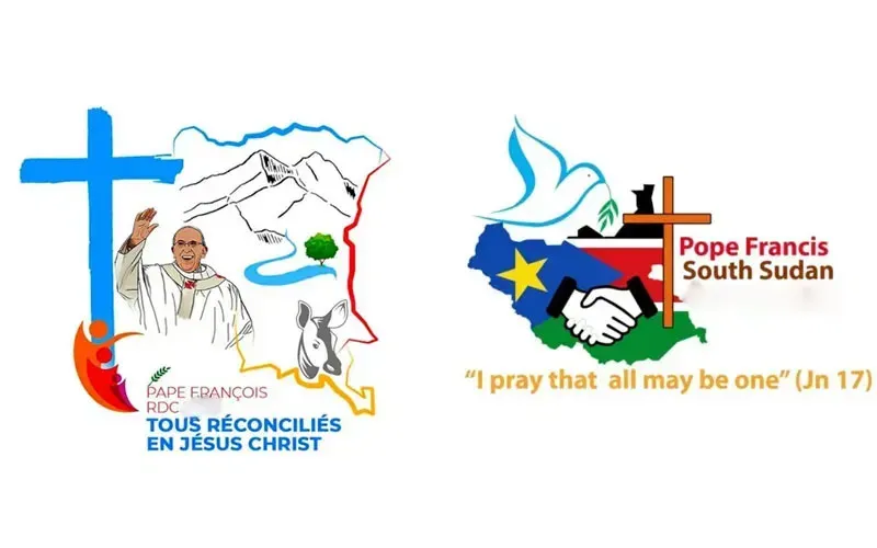 Logos officiels de la visite apostolique du pape François en République démocratique du Congo (RDC) et du pèlerinage œcuménique de paix sur la terre et le peuple du Soudan du Sud. Crédit : Vatican Media / 