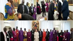 Une délégation de dirigeants politiques du Soudan du Sud au Vatican avec le pape François en avril 2019. Credit:Vatican MediaDélégation de dirigeants politiques du Soudan du Sud au Vatican avec le pape François en avril 2019. Crédit : Vatican Media / 