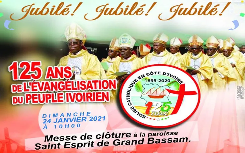 Une affiche annonçant la messe de clôture des 125 ans d'évangélisation en Côte d'Ivoireprévue le 24 janvier. Radio Espoir Côte d'Ivoire
