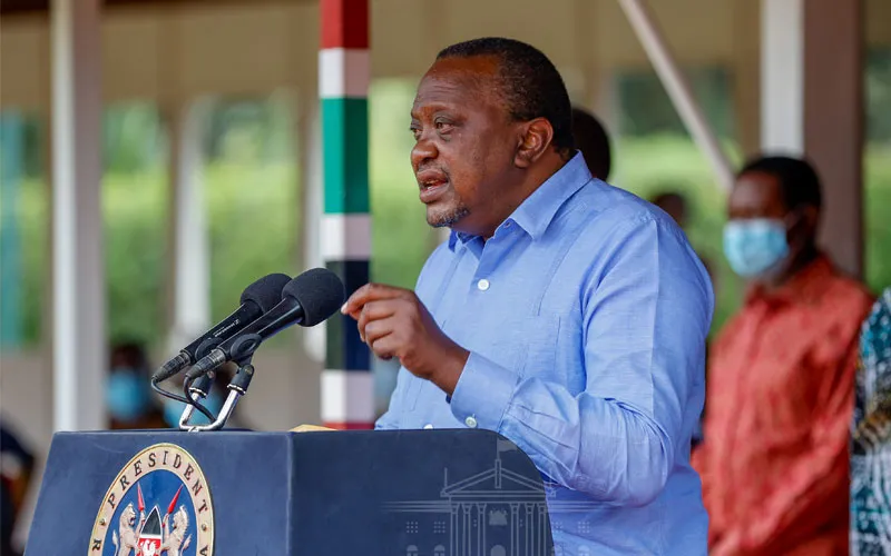 Le président du Kenya, Uhuru Kenyatta, s'adresse à la nation depuis la State House de Nairobi, le vendredi 26 mars. State House/ Facebook