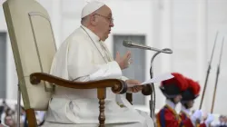 Le pape François s'adresse aux pèlerins sur la place Saint-Pierre lors de l'audience générale du mercredi 15 novembre 2023. | Crédit : Vatican Media / 