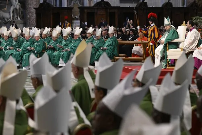 Le pape François lors de la messe de clôture du Synode sur la synodalité dans la basilique Saint-Pierre, le 29 octobre 2023. | Crédit : Vatican Media