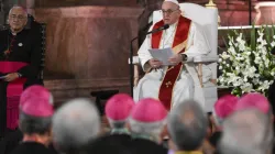 Le pape François prononce l'homélie des vêpres au monastère de Jerónimos à Lisbonne, Portugal, le 2 août 2023. | Crédit : Vatican Media / 