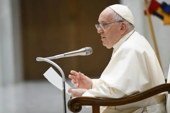 Le pape François s'exprime lors de l'audience générale du 23 août 2023. | Vatican Media