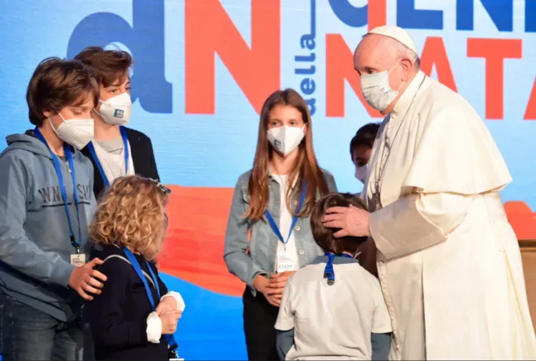 Le pape François assiste à l'événement "État général de la natalité" à Rome, le 14 mai 2021 / Vatican Media.