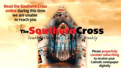 Une affiche de la direction de The Southern Cross encourageant les chrétiens à lire le journal catholique en ligne. / Domaine public