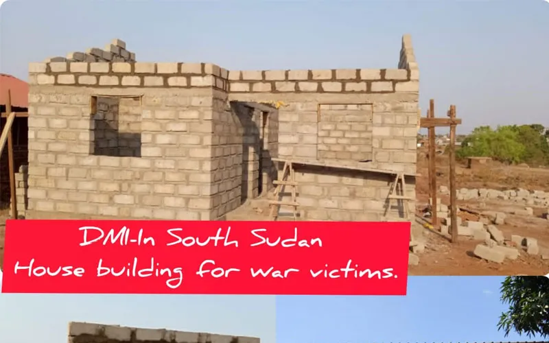 Une maison en construction pour les victimes de la guerre au Soudan du Sud
