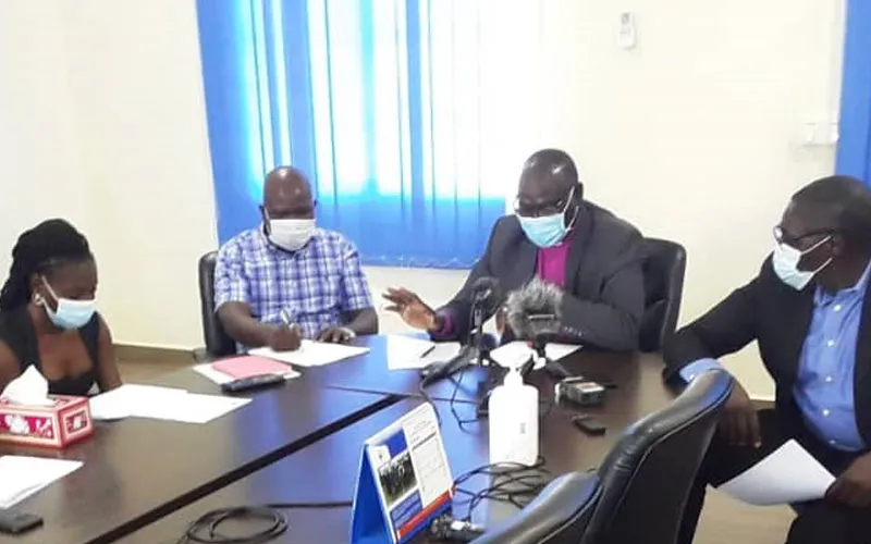 Les membres du Conseil des Eglises du Soudan du Sud (SSCC) lors d'une conférence de presse le 15 février 2021 ACI Afrique