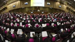 Réunion du Synode sur la famille dans la salle du Synode à la Cité du Vatican, le 21 octobre 2015. L'Osservatore Romano. / 
