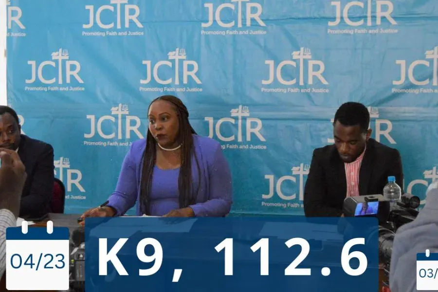 Les membres de la CCRT lors d'une conférence de presse le 11 mai 2023 à Lusaka, Zambie. Crédit : JCTR