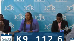 Les membres de la CCRT lors d'une conférence de presse le 11 mai 2023 à Lusaka, Zambie. Crédit : JCTR / 