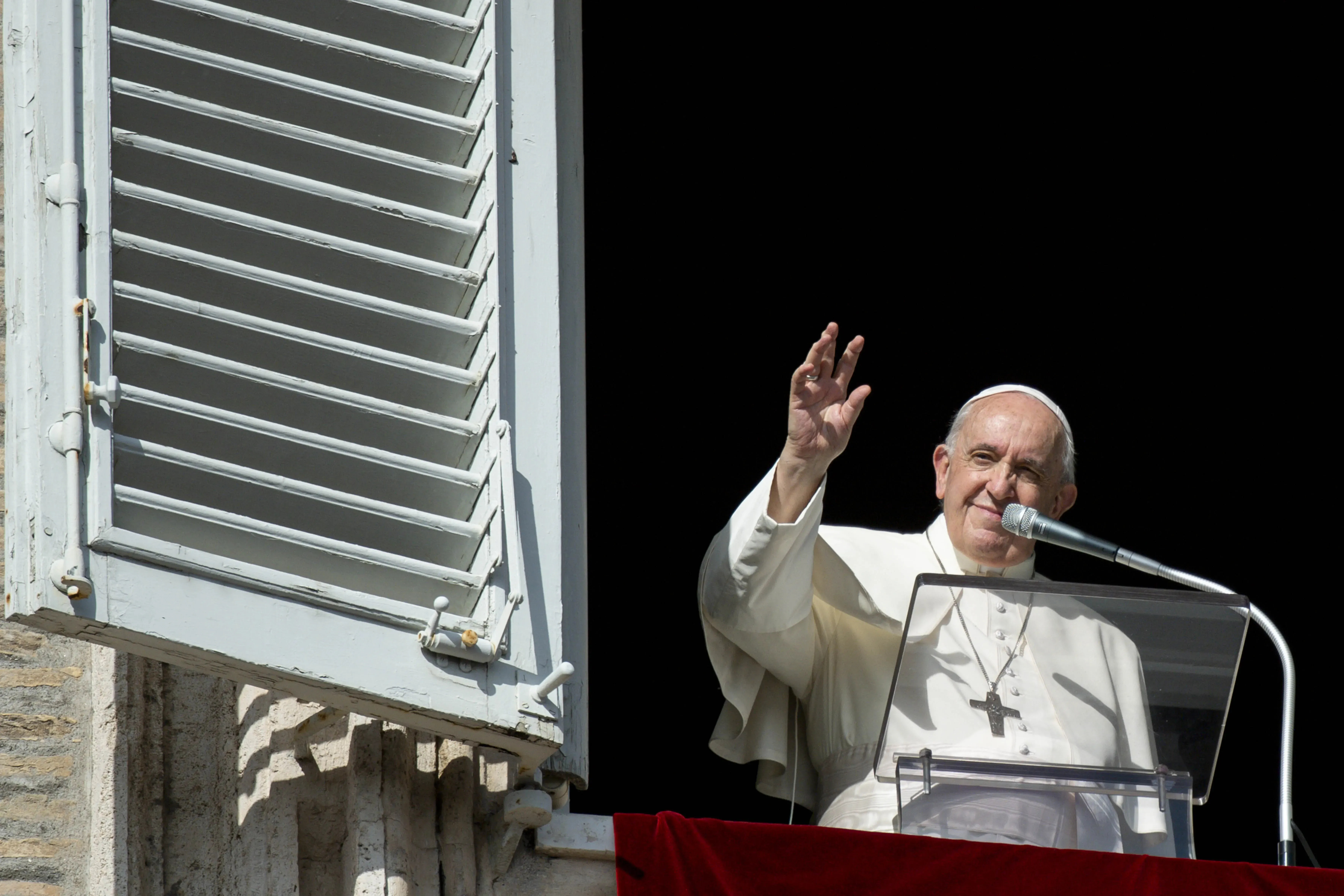 Le pape François donne son message hebdomadaire de l'Angelus le 7 novembre 2021. Vatican Media