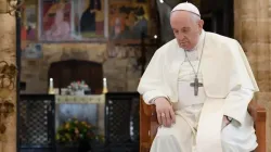 Le Pape François à la Basilique de Sainte Marie des Anges à Assise, Italie, le 12 novembre 2021. Vatican Media. / 