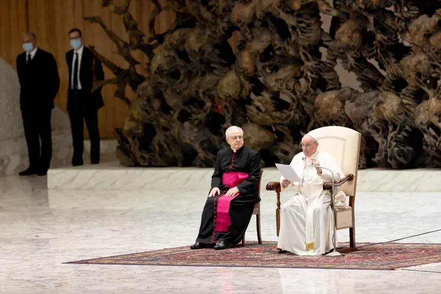 L'audience générale du Pape François dans la salle Paul VI au Vatican, le 24 novembre 2021. Daniel Ibáñez/CNA.