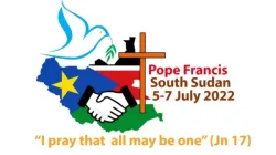 Logo officiel et devise de la visite apostolique du Pape François au Soudan du Sud en juillet 2022. Crédit : Vatican Media / 