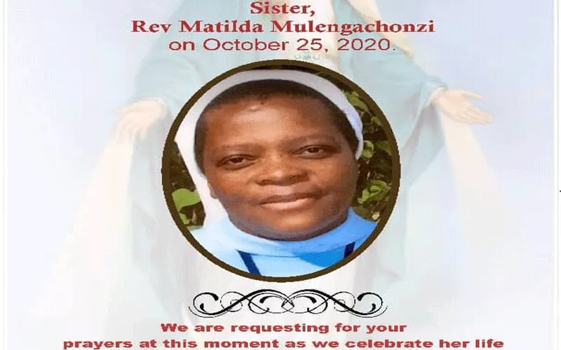 La Sœur Matilda Mulengachonzi, décédée le 25 octobre à l'hôpital universitaire de Lusaka (UTH), en Zambie. Petites Servantes de Marie Immaculée (LSMI).
